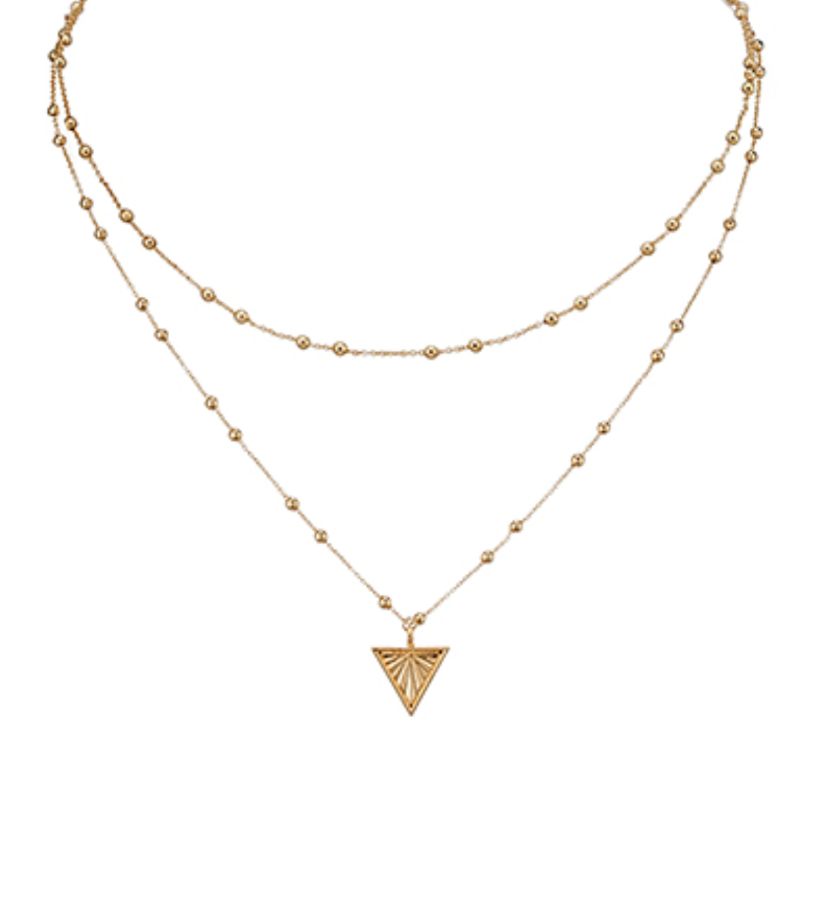 Gold Layered Arrow Triangle Arrow Pendant Necklace