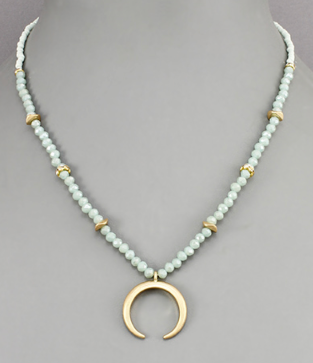 Beaded Horn Pendant Necklace