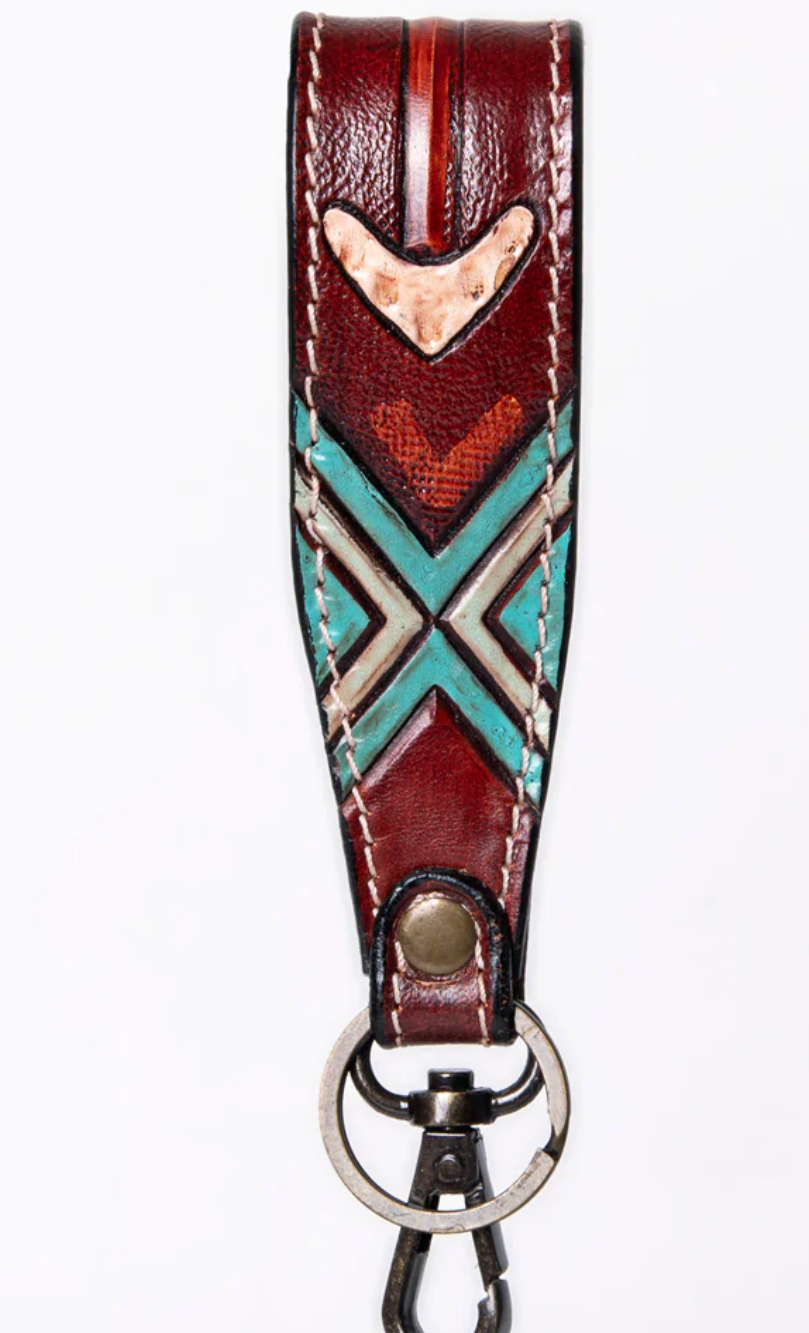 American Darling Tooled Leather Wristlet Keychain