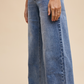 90S  STYLE CUFFED HEM HIGH RISE STRAIGHT FULL LENGTH JEANS