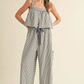 Blue & White Cami Top & Cropped Pant Set