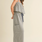 Blue & White Cami Top & Cropped Pant Set