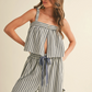 Blue & White Cami Top & Cropped Pant Set