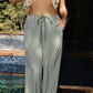 Green & White Stripe Tie Pant