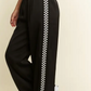 Solid Satin Sweatpants with Side Checkerboard Tape