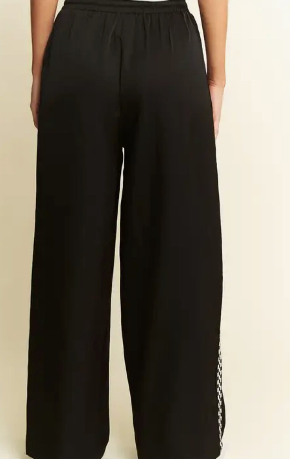 Solid Satin Sweatpants with Side Checkerboard Tape