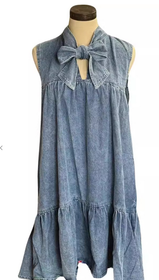 Denim Tier Sleeveless Dress