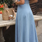 V-neck denim maxi