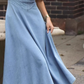 V-neck denim maxi