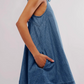 Denim Round Neck Sleeveless Mini Dress