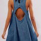 Denim Round Neck Sleeveless Mini Dress