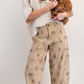 Western Printed Washed Twill Barrel Pants,