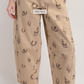 Western Printed Washed Twill Barrel Pants,