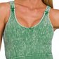 Washed Ribbed Cropped Seamless Bra Padded Tank Top