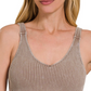 Washed Ribbed Cropped Seamless Bra Padded Tank Top