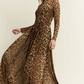 Animal Print Mesh Mock