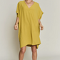 V Neck Bat Sleeve Dress- Mustard