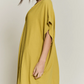 V Neck Bat Sleeve Dress- Mustard