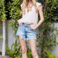 HIGH Rise Distressed Shorts with Destroy Medium Wash