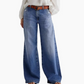 Vintage Washed Straight Leg Simple Jeans