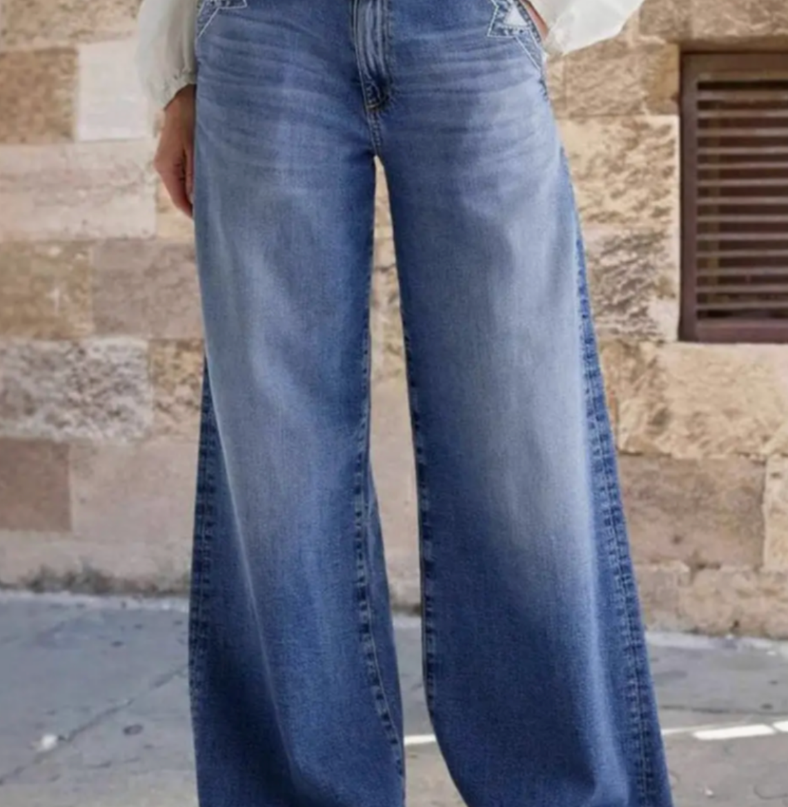 Vintage Washed Straight Leg Simple Jeans