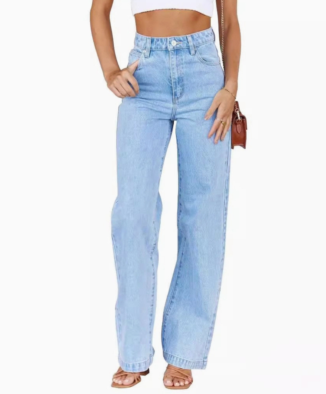 High Waist Denim Pant Straight Leg Jeans