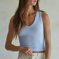 Lavender Sky Seamless Knit Nylon Spandex Ribbed V-Neck Tank