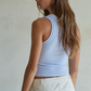 Lavender Sky Seamless Knit Nylon Spandex Ribbed V-Neck Tank