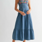 Floral Embroidered Denim Sundress