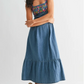 Floral Embroidered Denim Sundress