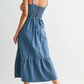 Floral Embroidered Denim Sundress
