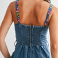 Floral Embroidered Denim Sundress