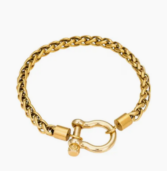 Horse Bit Carabiner Bracelet- Steel - Charm Bracelet 14K Pvd