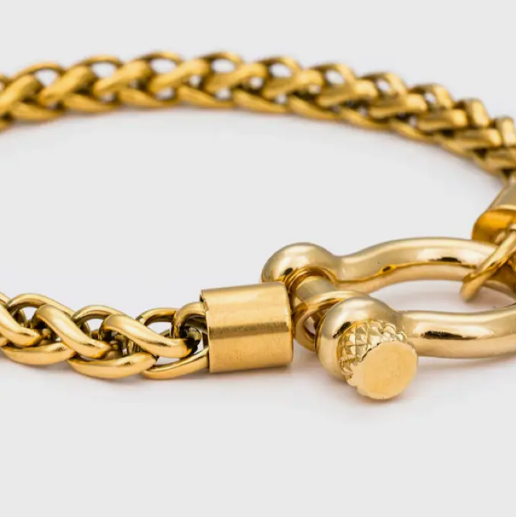 Horse Bit Carabiner Bracelet- Steel - Charm Bracelet 14K Pvd