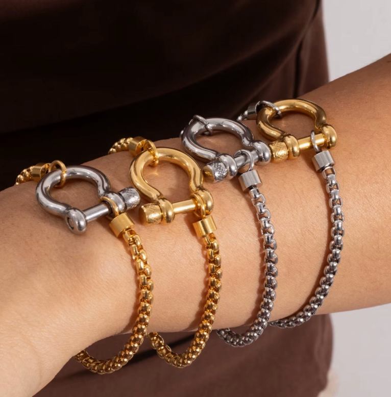 Horse Bit Carabiner2-Toned Bracelet