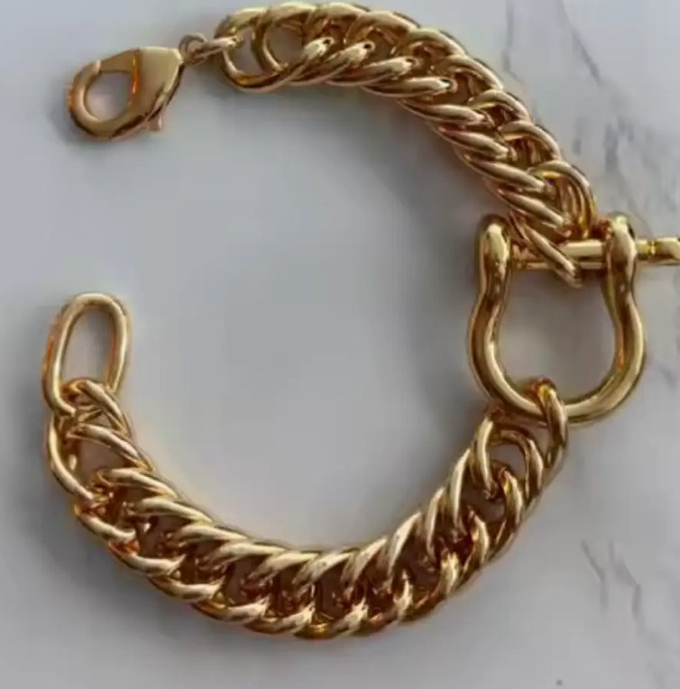Horse Bit Carabiner Cuban Bracelet- Equestrian Steel