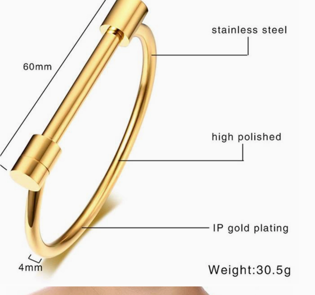 Horse Bit Cuff Bracelet- Bangle Cuff Stainless Steel- Screw