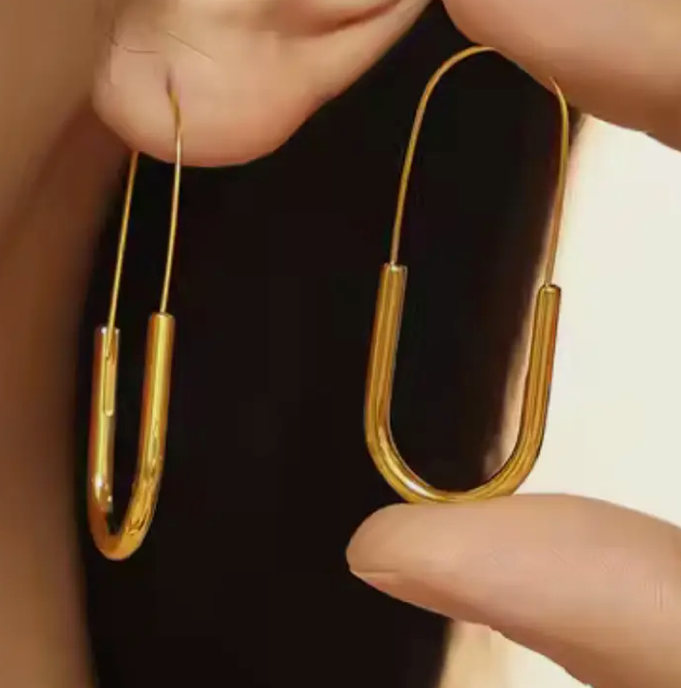 Paperclip Hoop- Drop Stainless Steel Earring