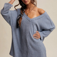 V-Neck Ribbed Knit Tunic Top