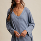 V-Neck Ribbed Knit Tunic Top