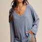 V-Neck Ribbed Knit Tunic Top
