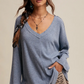 V-Neck Ribbed Knit Tunic Top