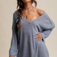 V-Neck Ribbed Knit Tunic Top