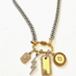 Carabiner Charm Amulet Necklace- Steel Waterproof- 5 Charms