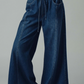 Relaxed Wide Leg Drawstring Western Pants
