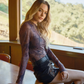 Cowgirl Print Mesh Mock Neck Top