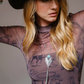 Cowgirl Print Mesh Mock Neck Top
