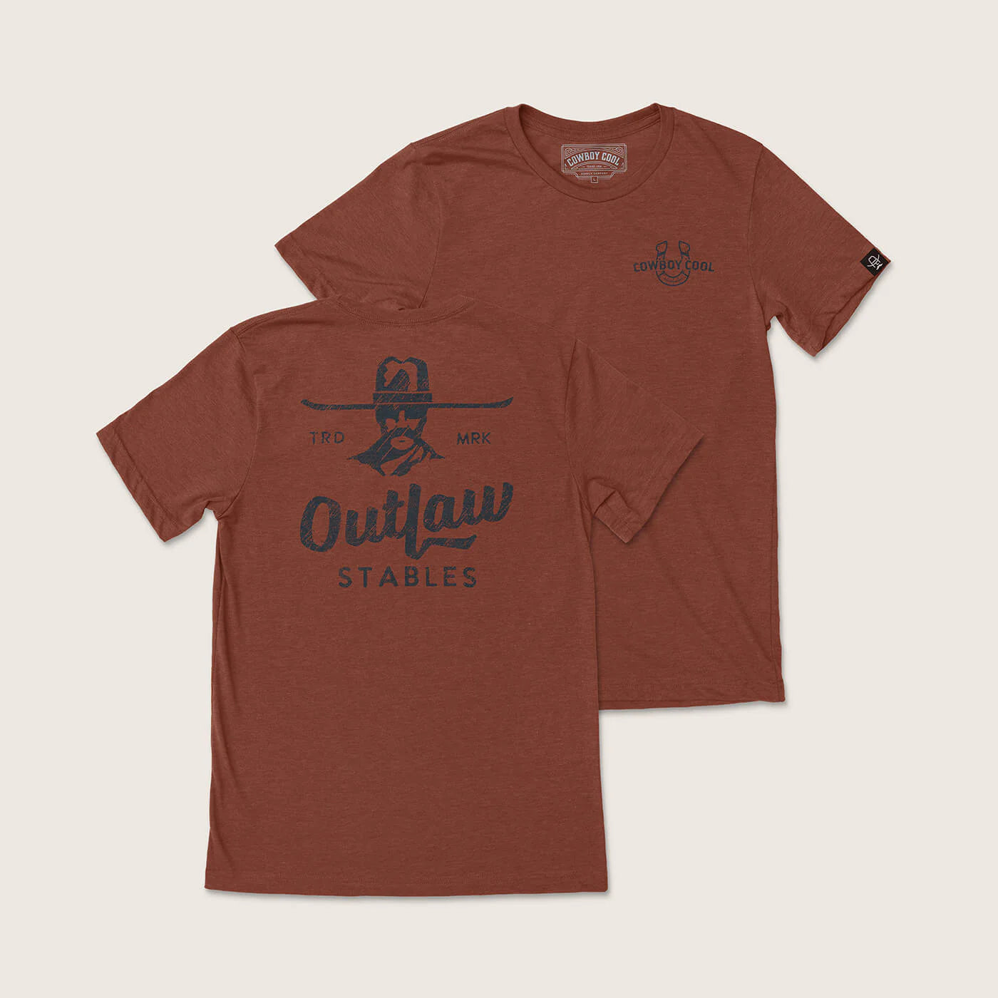 Cowboy Cool Outlaw Stables T-Shirt - Heather Clay