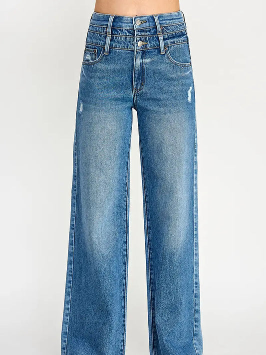 HIGH Rise Double Waist Wide Leg Tummy Control