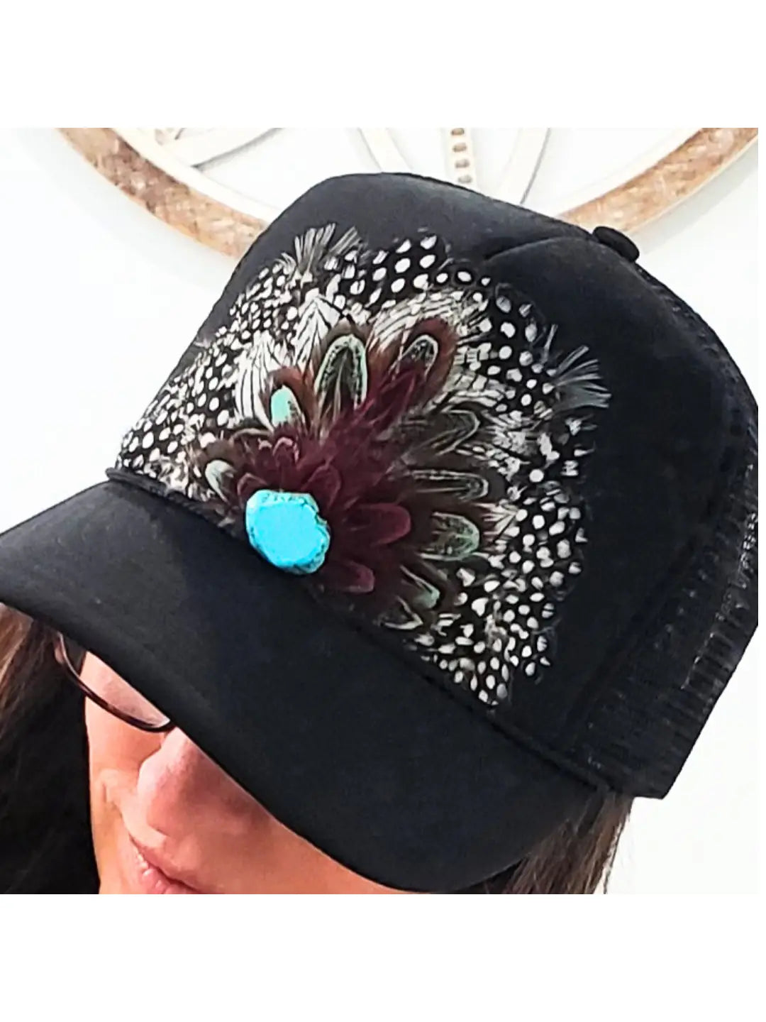 Western Feather Crown Trucker Hat (3 colors)